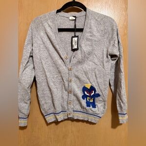 Fendi Kids Gray Sweater with Blue and Yellow Design